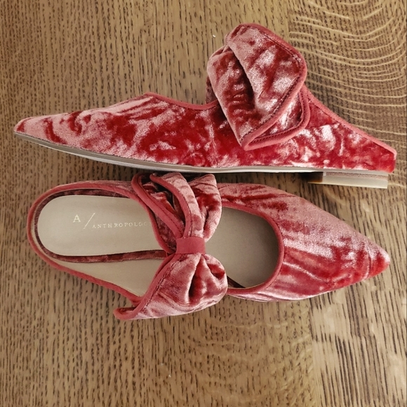 Anthropologie Livia Velvet Bow Flats- terra cotta - Picture 9 of 11